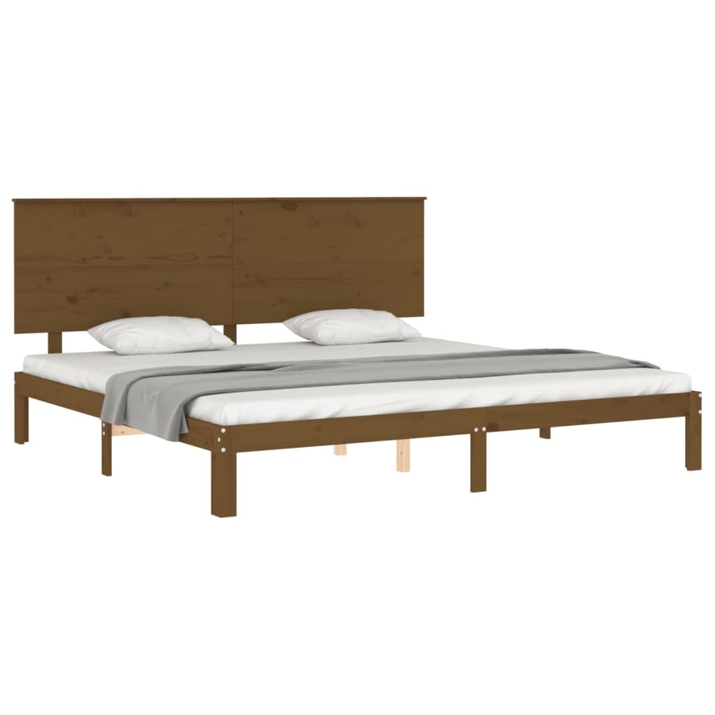 Cadre de lit sans matelas marron miel 200x200cm bois pin massif