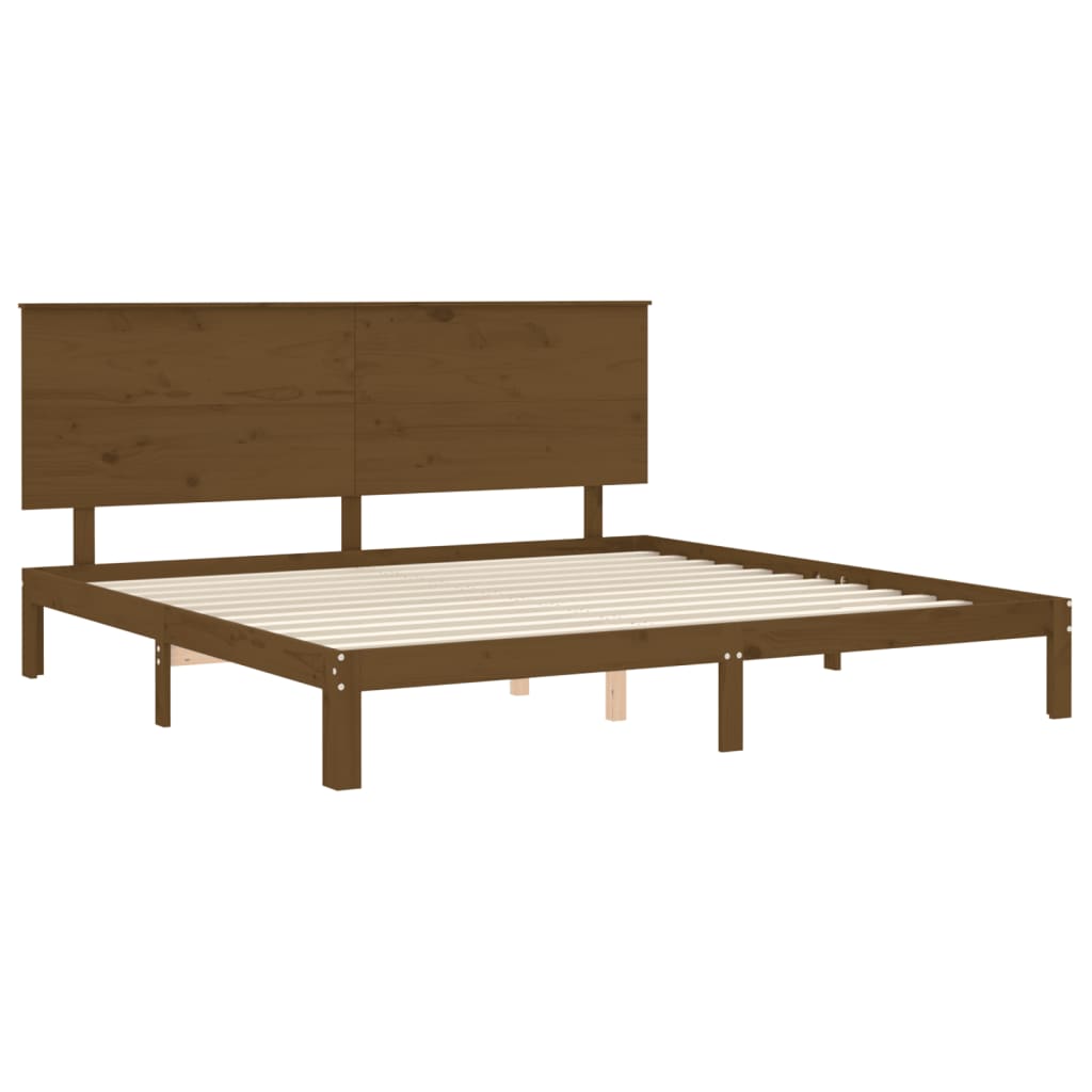 Cadre de lit sans matelas marron miel 200x200cm bois pin massif