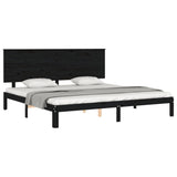 Cadre de lit sans matelas noir 200x200 cm bois massif de pin