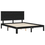 Cadre de lit sans matelas noir 200x200 cm bois massif de pin