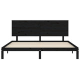 Cadre de lit sans matelas noir 200x200 cm bois massif de pin