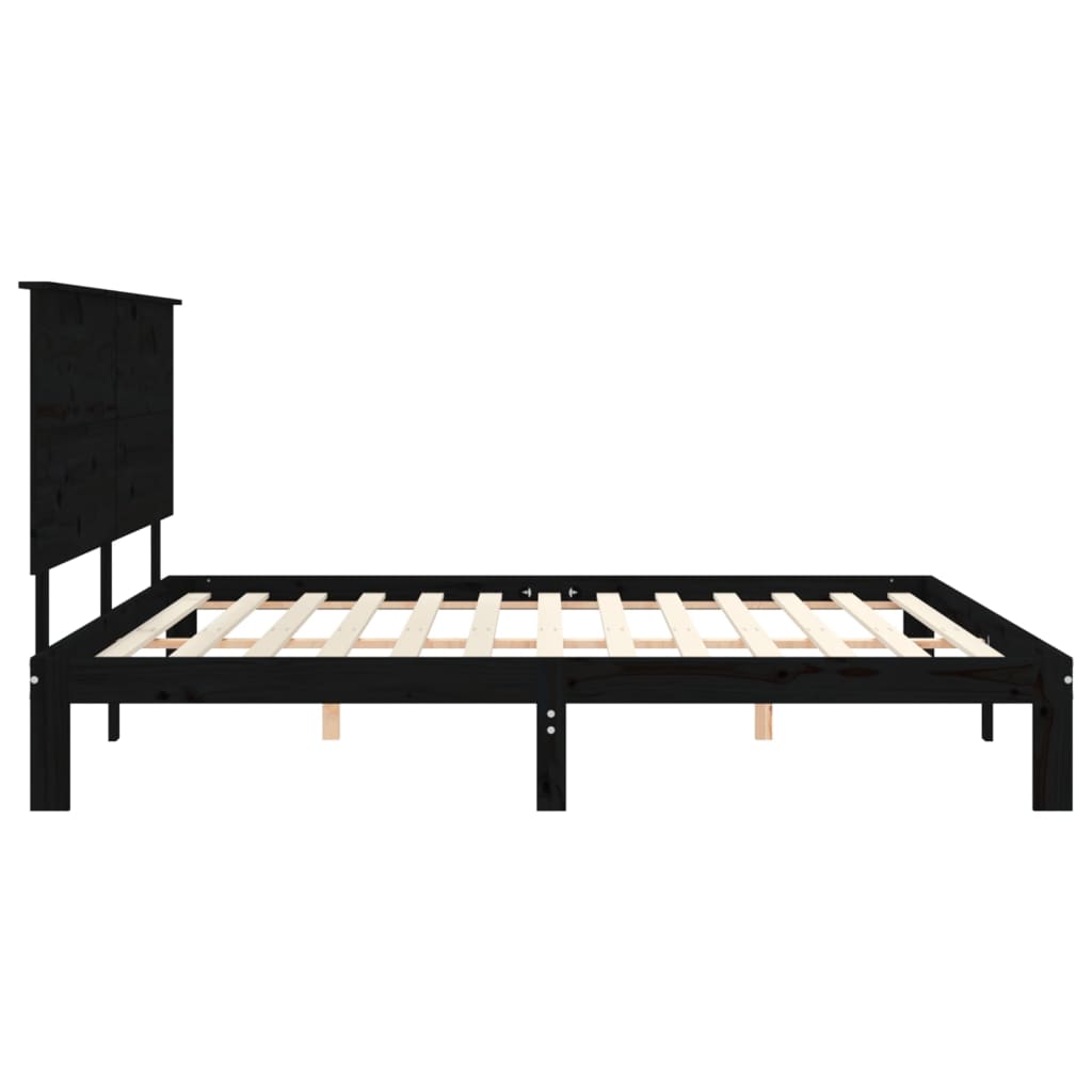 Cadre de lit sans matelas noir 200x200 cm bois massif de pin