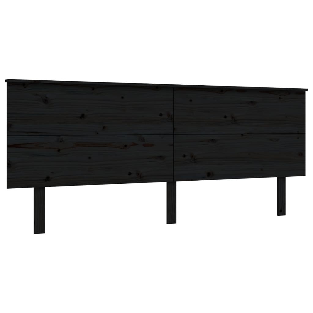 Cadre de lit sans matelas noir 200x200 cm bois massif de pin