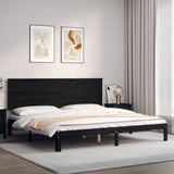 Cadre de lit sans matelas noir 200x200 cm bois massif de pin