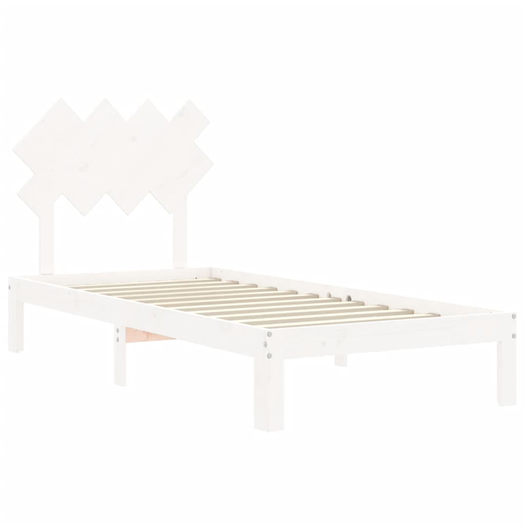 Cadre de lit sans matelas blanc bois de pin massif