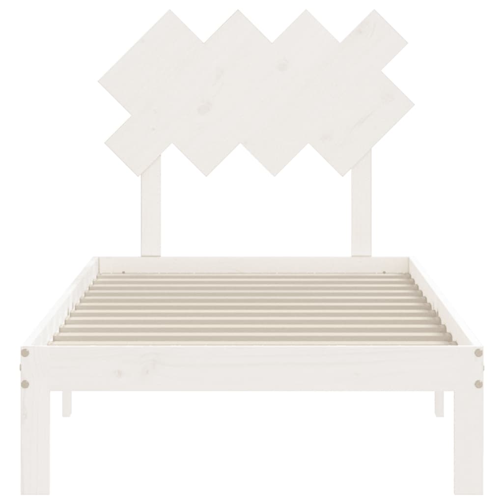 Cadre de lit sans matelas blanc bois de pin massif