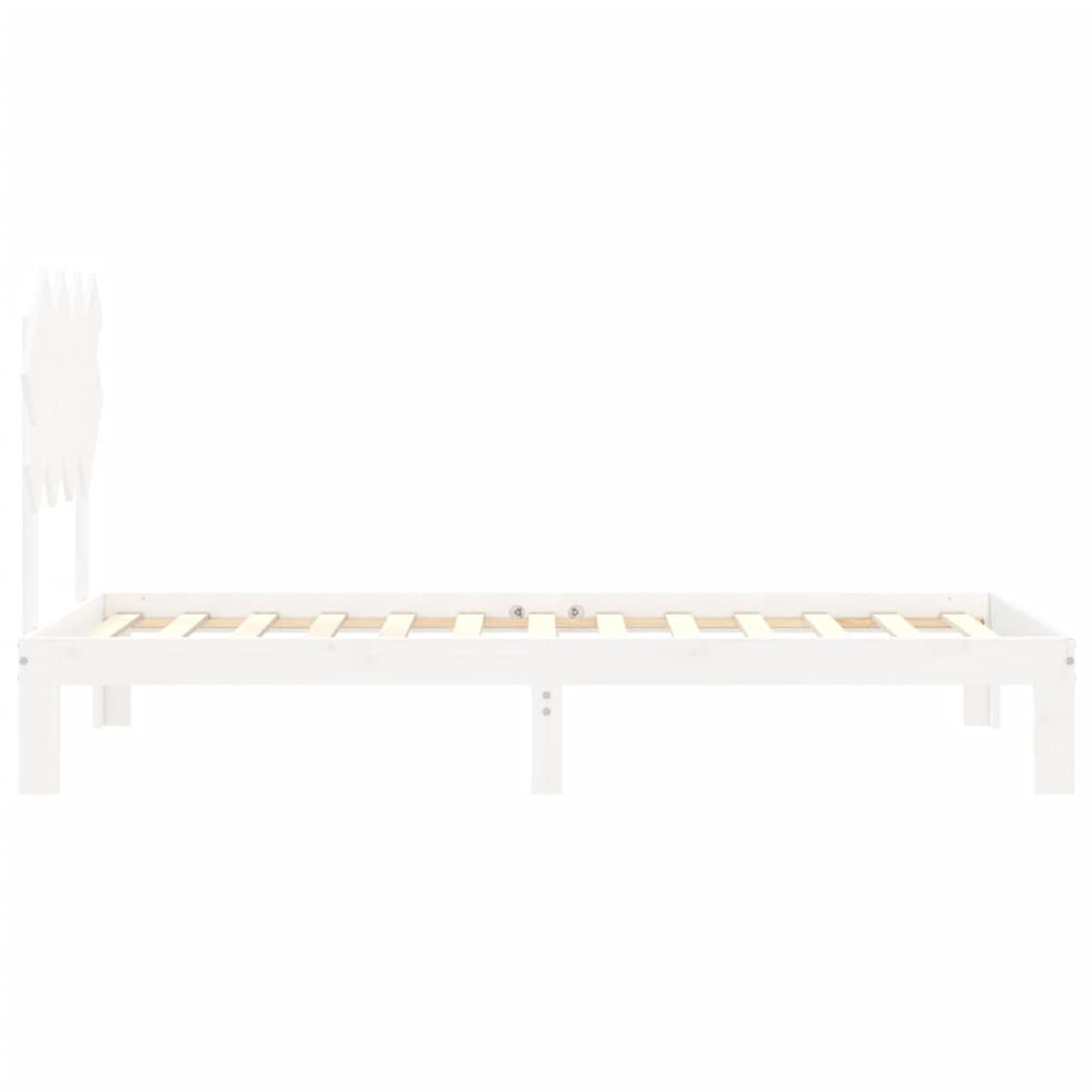 Cadre de lit sans matelas blanc bois de pin massif