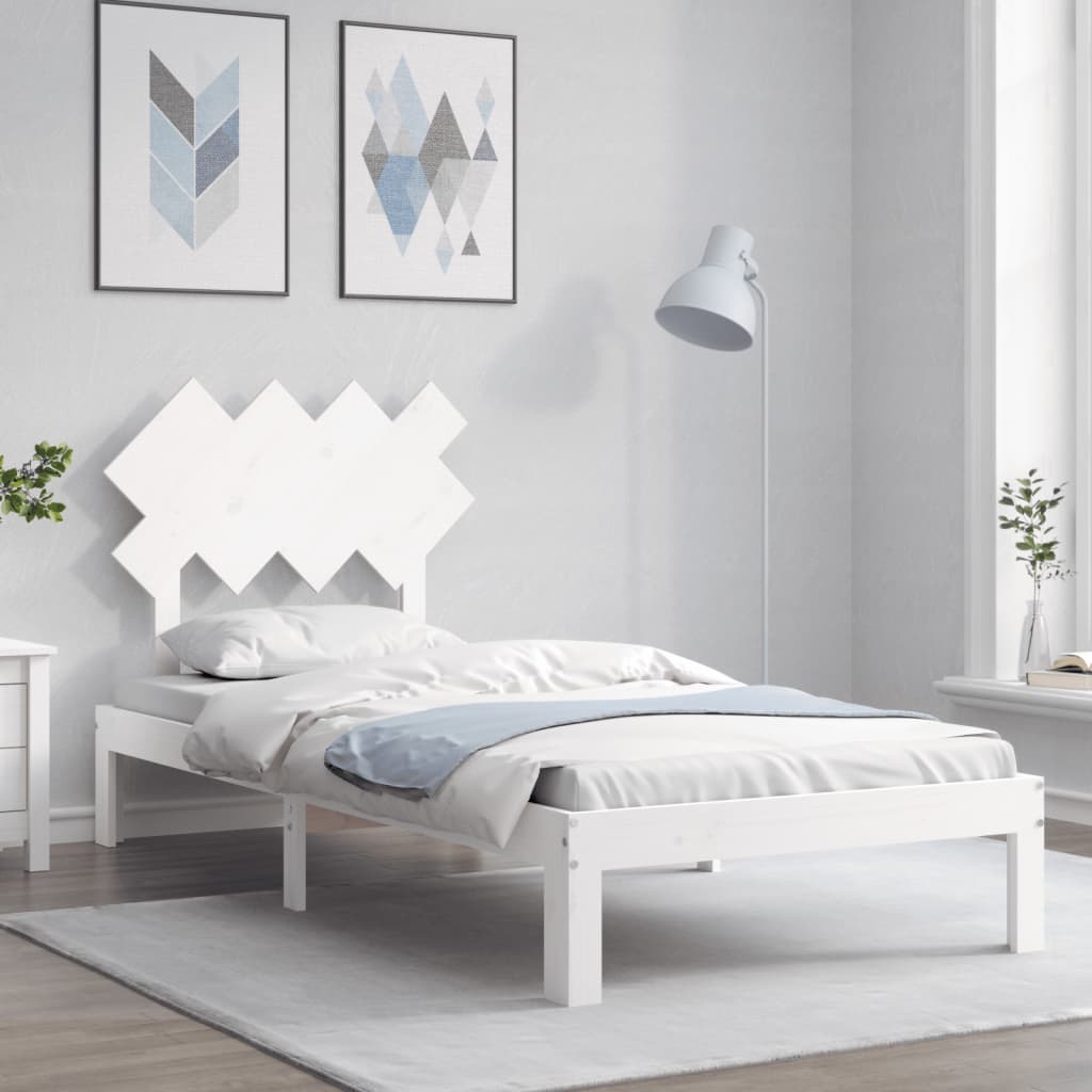 Cadre de lit sans matelas blanc bois de pin massif