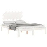 Cadre de lit sans matelas blanc bois de pin massif