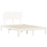 Cadre de lit sans matelas blanc bois de pin massif