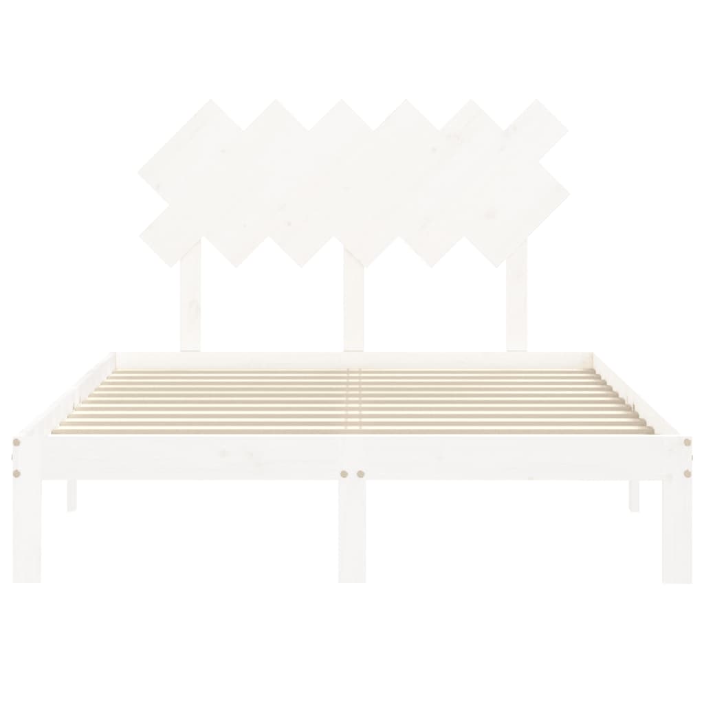 Cadre de lit sans matelas blanc bois de pin massif