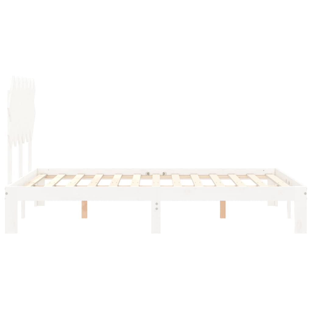 Cadre de lit sans matelas blanc bois de pin massif