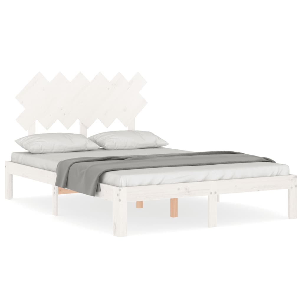 Cadre de lit sans matelas blanc bois de pin massif