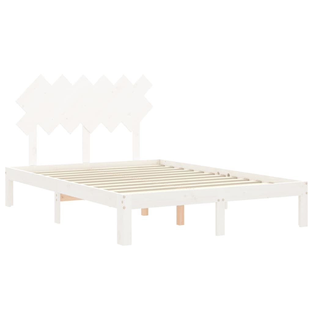 Cadre de lit sans matelas blanc bois de pin massif