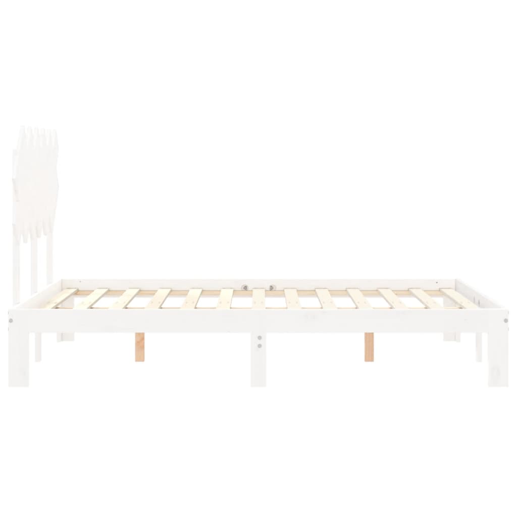 Cadre de lit sans matelas blanc bois de pin massif