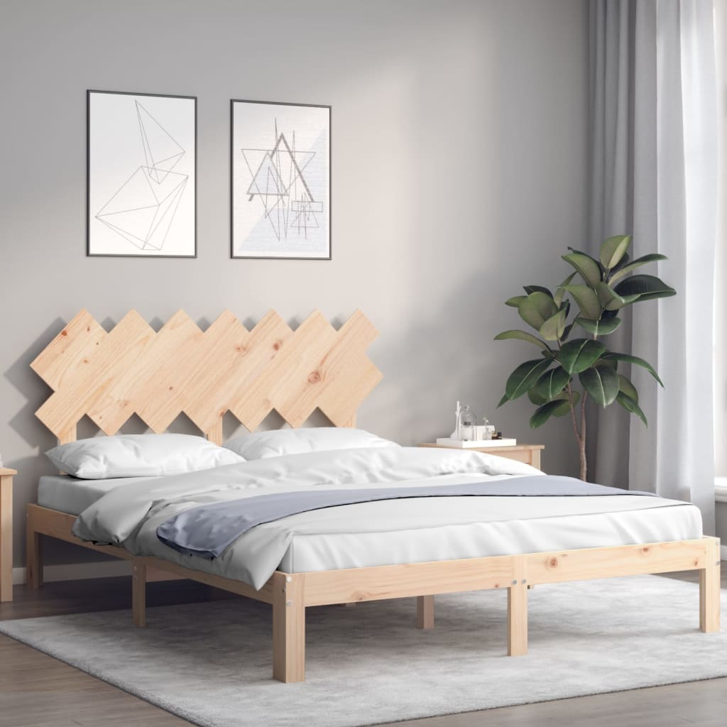 Bed frame without mattress 140x190 cm solid pine wood