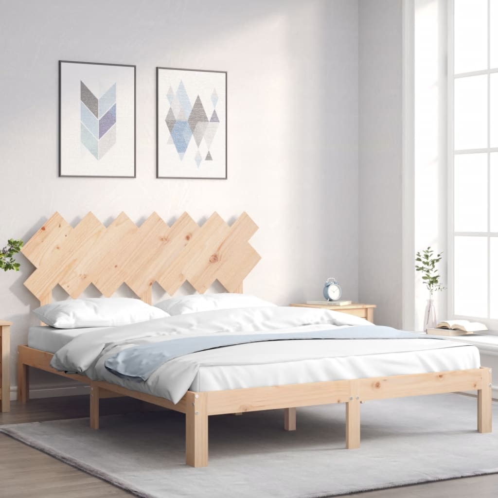 Bed frame without mattress 140x190 cm solid pine wood