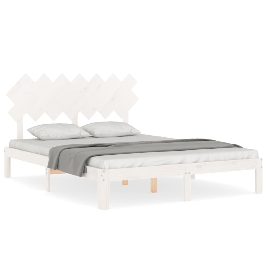 Bed frame without white mattress 140x190 cm solid pine wood