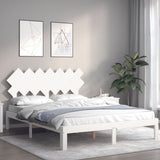 Bed frame without white mattress 140x190 cm solid pine wood