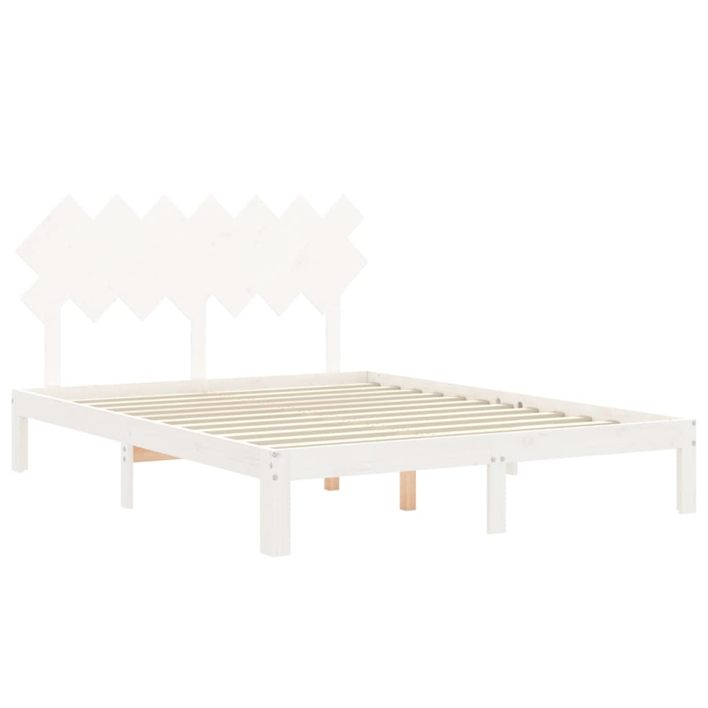 Bed frame without white mattress 140x190 cm solid pine wood