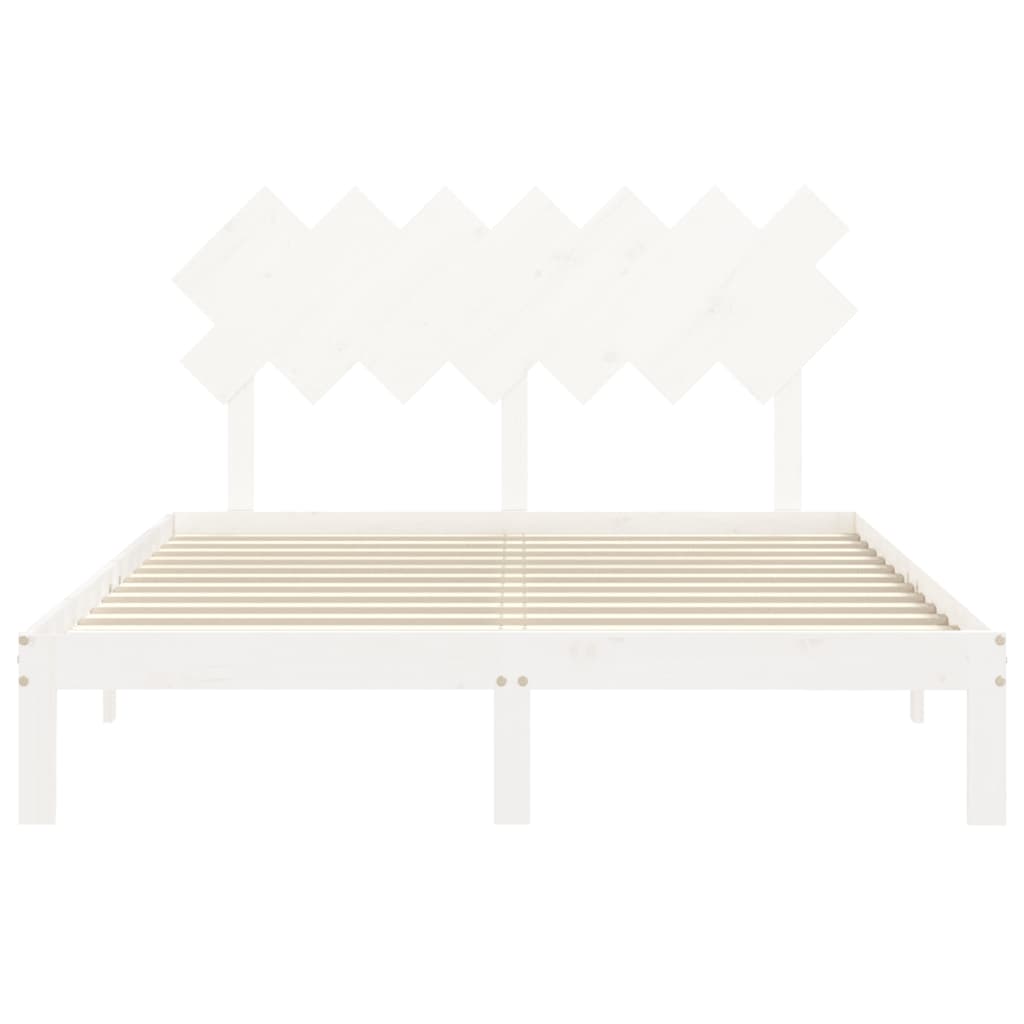 Cadre de lit sans matelas blanc 140x190 cm bois de pin massif