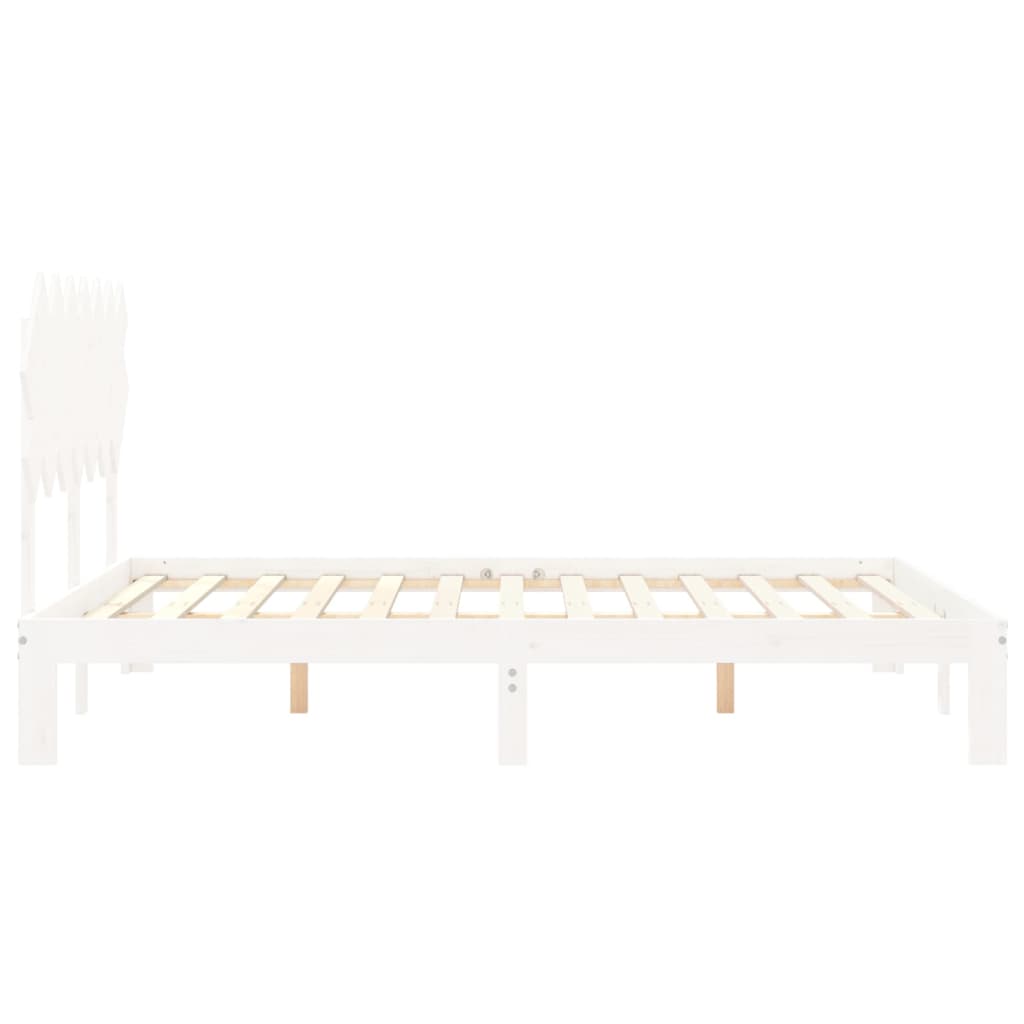 Bed frame without white mattress 140x190 cm solid pine wood