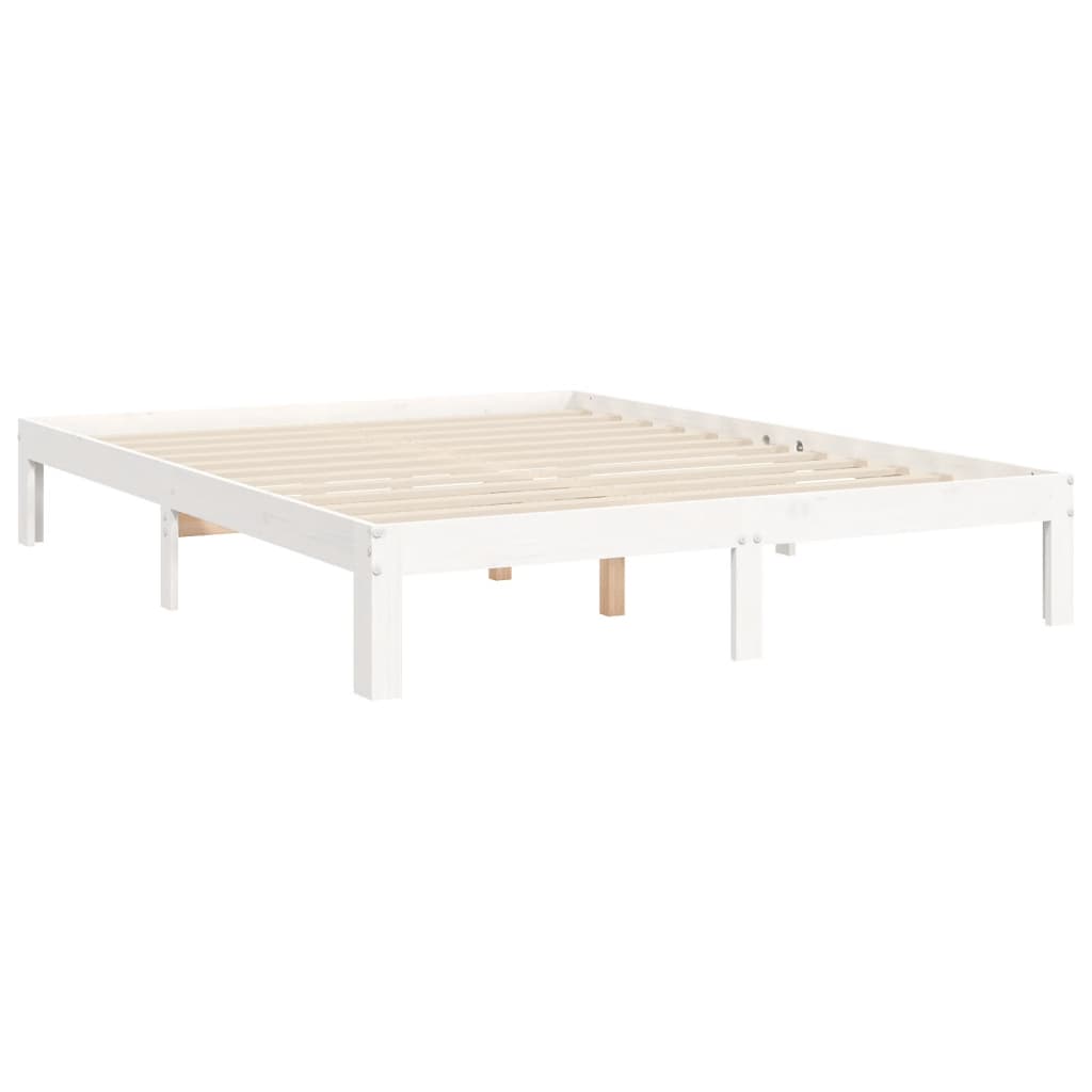 Bed frame without white mattress 140x190 cm solid pine wood