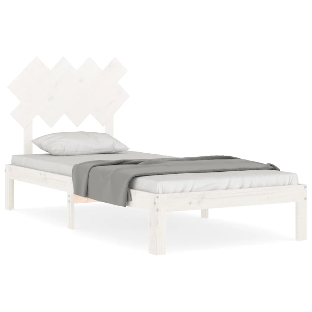 Cadre de lit sans matelas blanc 90x200 cm bois de pin massif