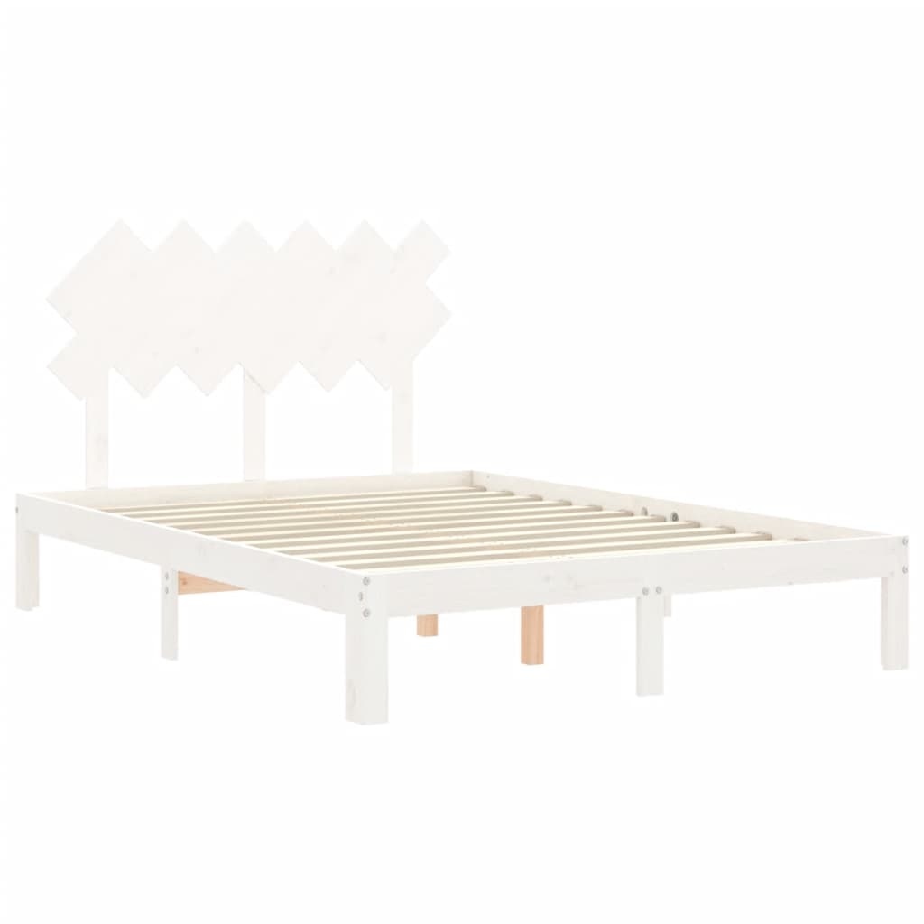 Cadre de lit sans matelas blanc 120x200 cm bois de pin massif