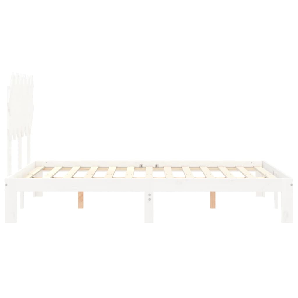 Cadre de lit sans matelas blanc 120x200 cm bois de pin massif