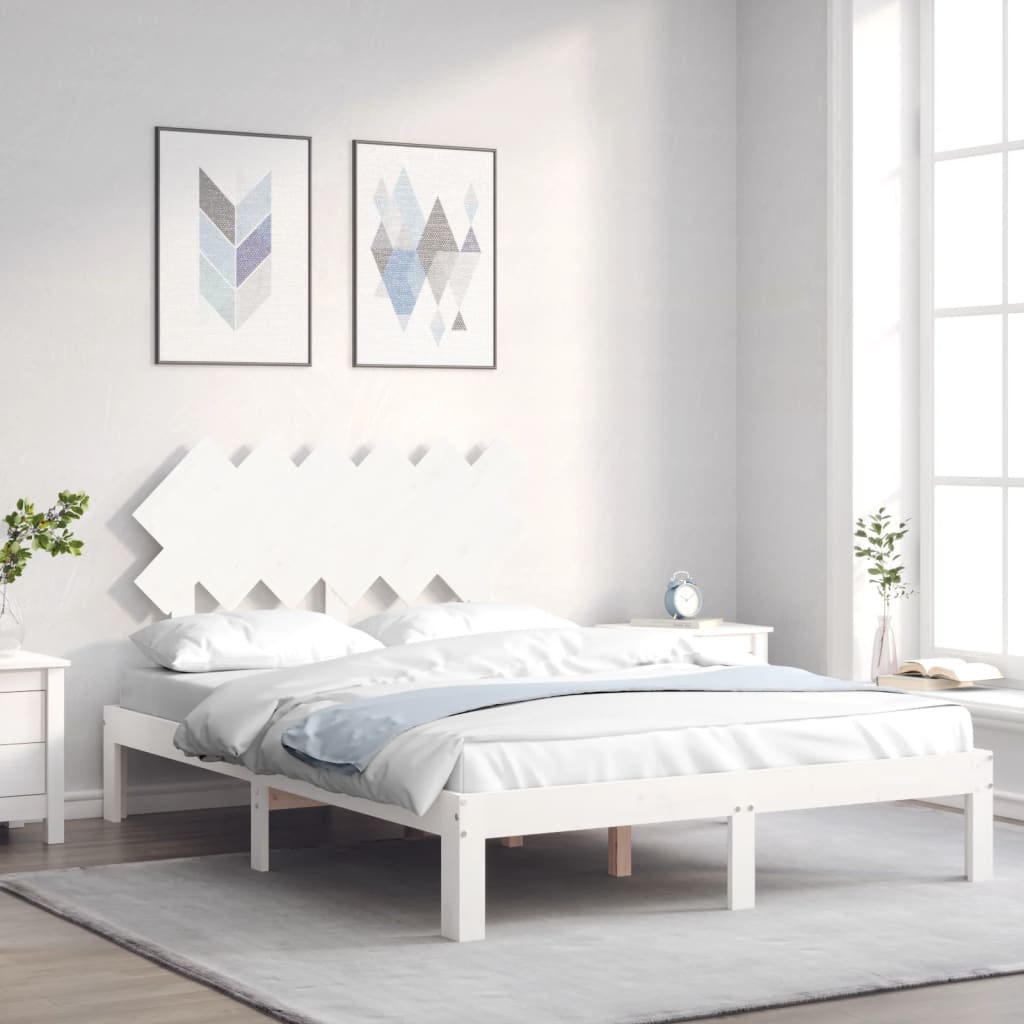 Cadre de lit sans matelas blanc 120x200 cm bois de pin massif