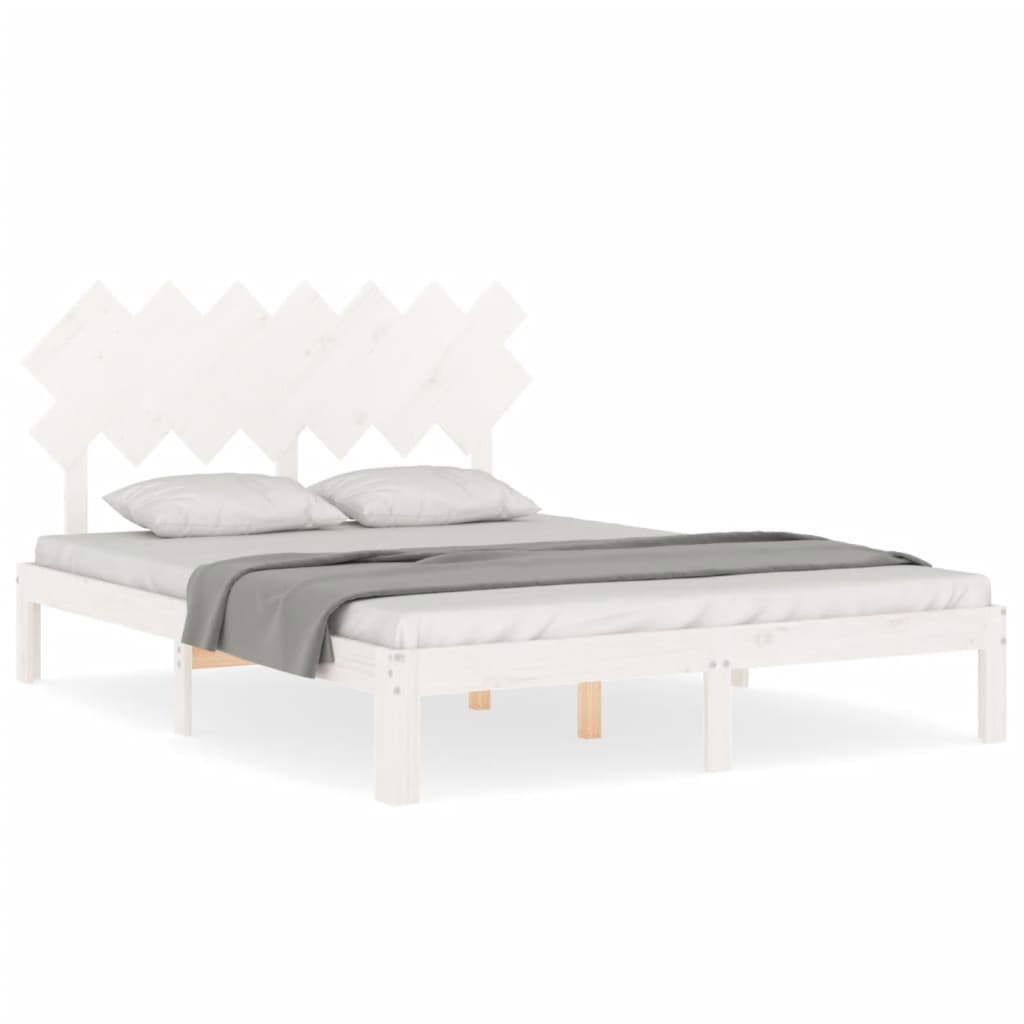 Cadre de lit sans matelas blanc 140x200 cm bois de pin massif