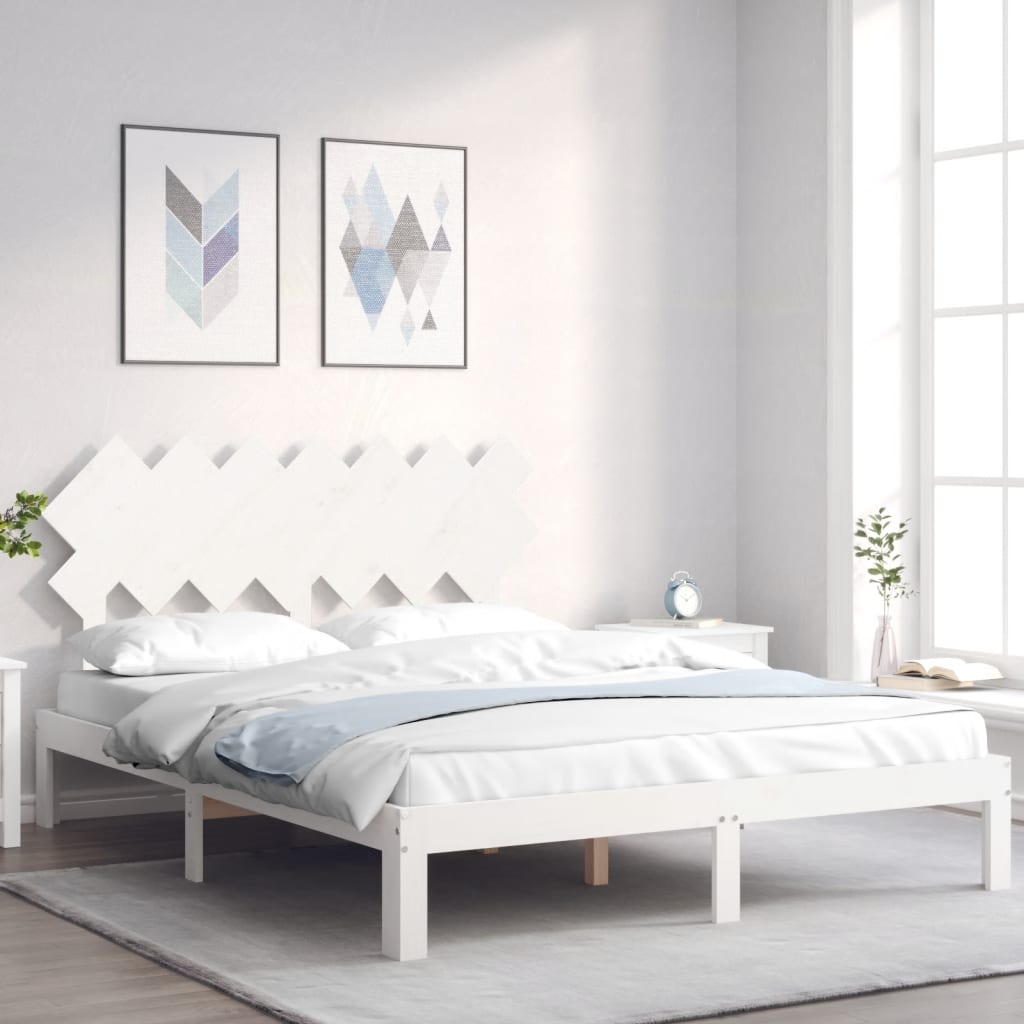 Cadre de lit sans matelas blanc 140x200 cm bois de pin massif