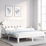 Bed frame without mattress white 140x200 cm solid pine wood