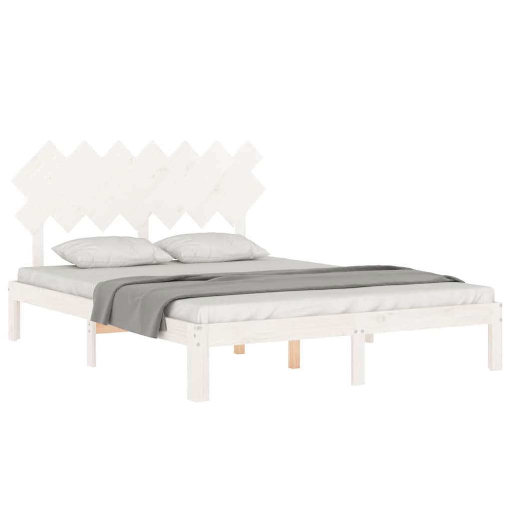 Cadre de lit sans matelas blanc bois de pin massif