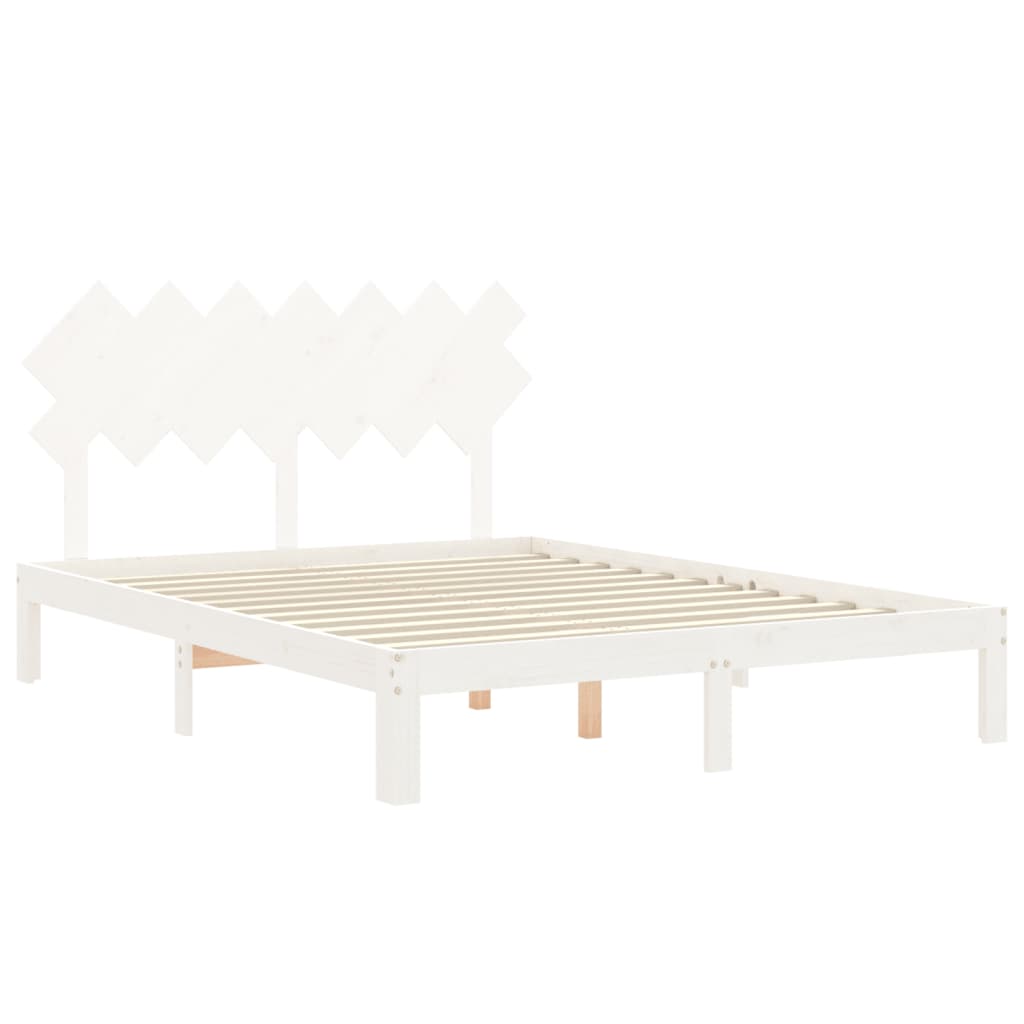 Cadre de lit sans matelas blanc bois de pin massif