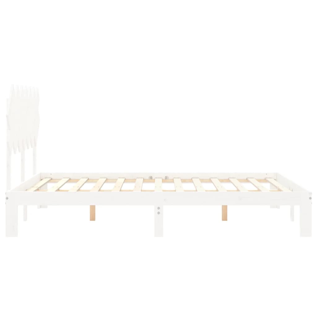 Cadre de lit sans matelas blanc bois de pin massif