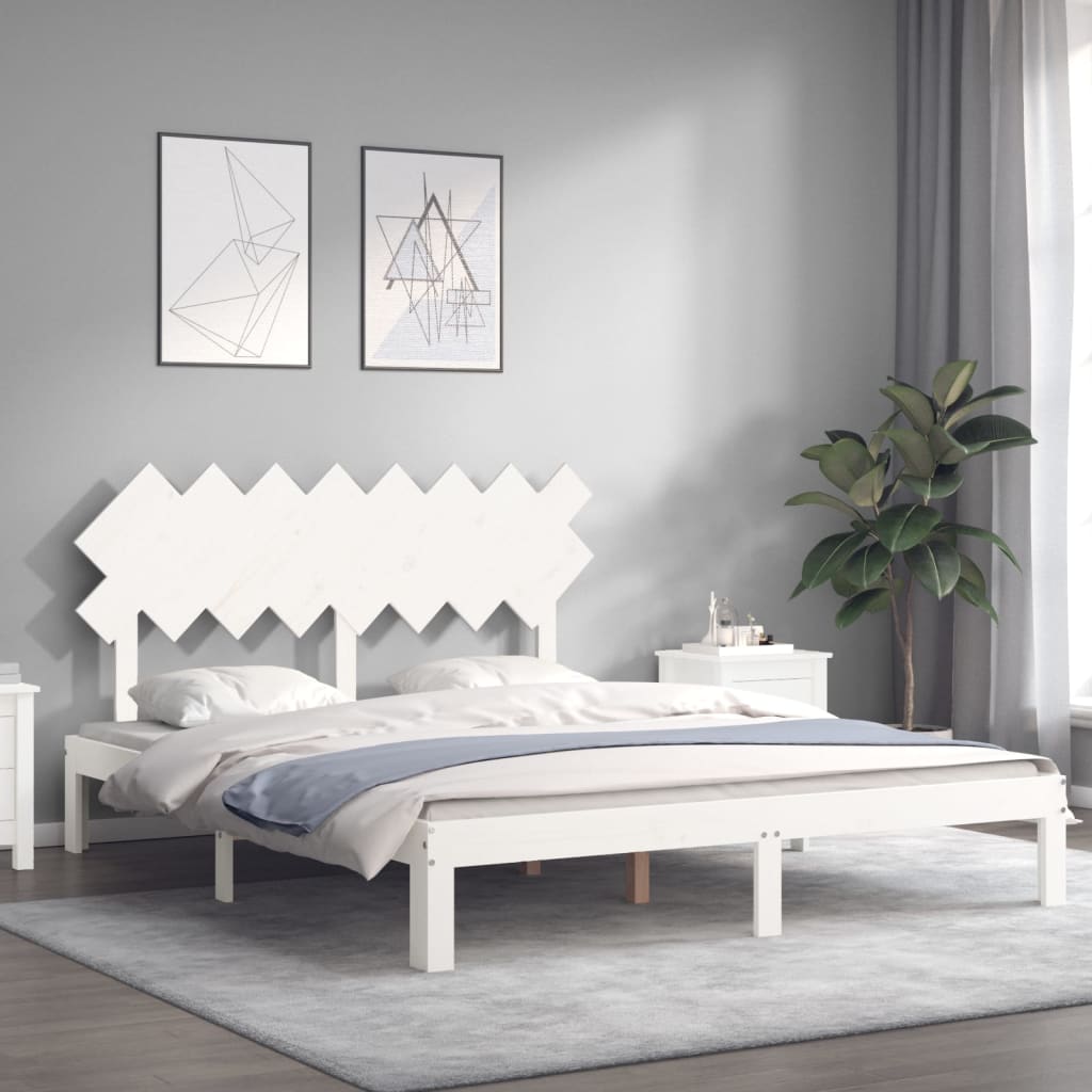 Cadre de lit sans matelas blanc 160x200 cm bois de pin massif