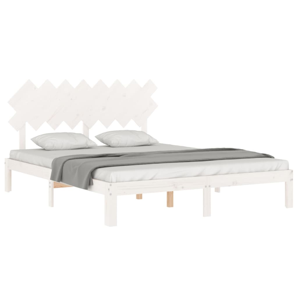 Cadre de lit sans matelas blanc 160x200 cm bois de pin massif