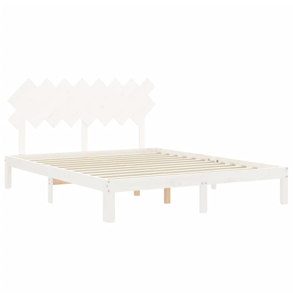 Cadre de lit sans matelas blanc 160x200 cm bois de pin massif