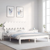 Cadre de lit sans matelas blanc 160x200 cm bois de pin massif