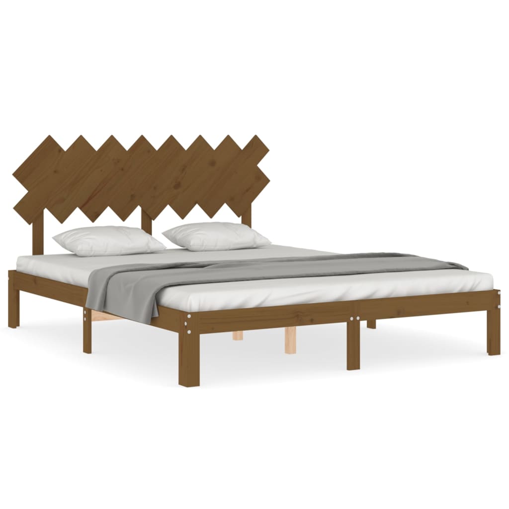 Cadre de lit sans matelas marron miel 160x200cm bois pin massif