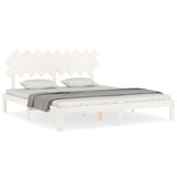 Cadre de lit sans matelas blanc bois massif de pin