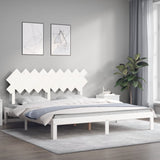 Cadre de lit sans matelas blanc bois massif de pin