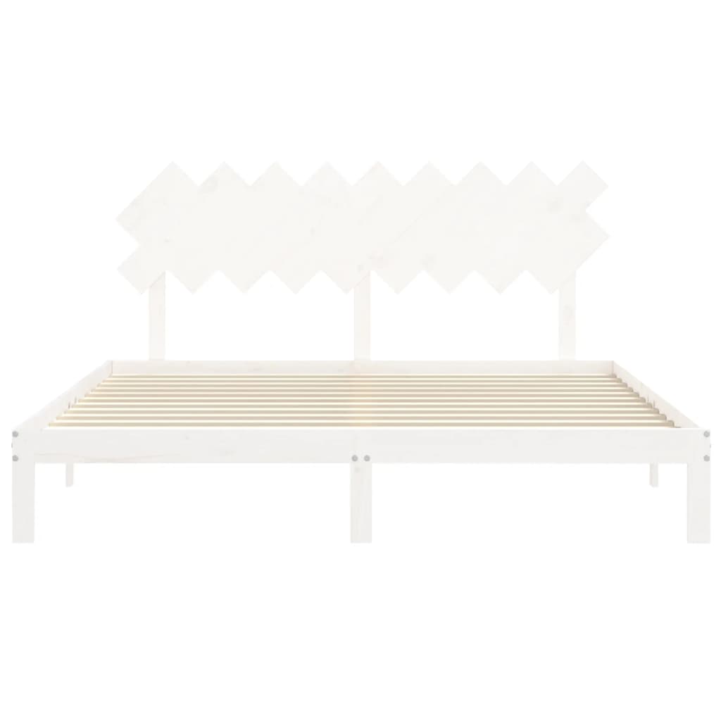 Cadre de lit sans matelas blanc bois massif de pin