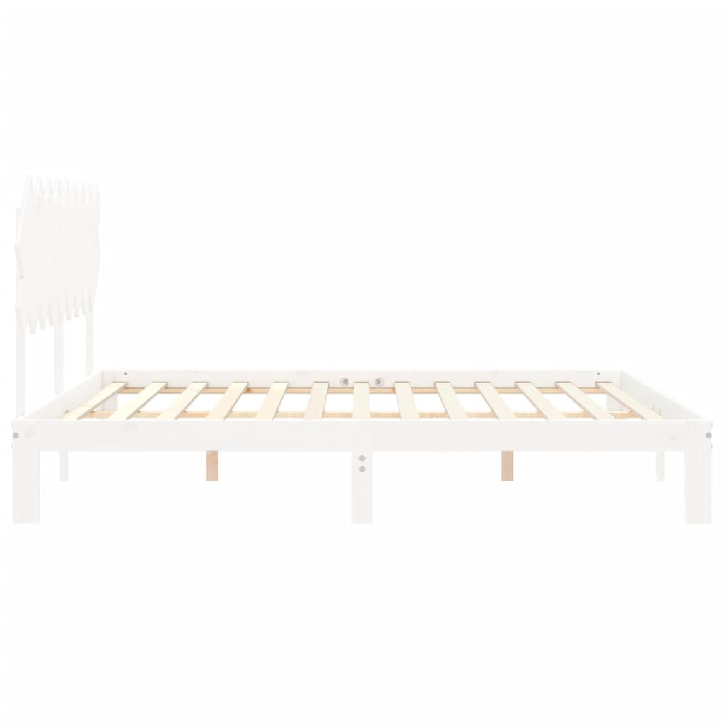 Cadre de lit sans matelas blanc bois massif de pin