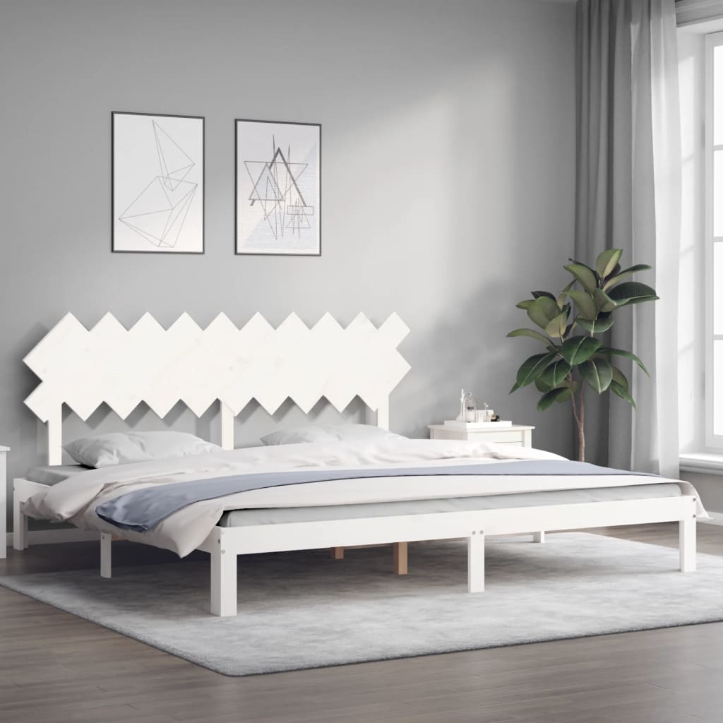 Cadre de lit sans matelas blanc 200x200 cm bois massif de pin