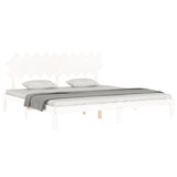 Cadre de lit sans matelas blanc 200x200 cm bois massif de pin