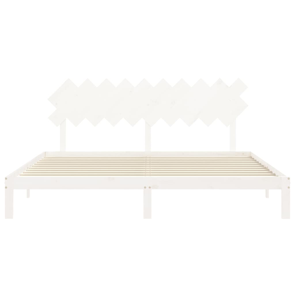 Cadre de lit sans matelas blanc 200x200 cm bois massif de pin