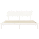 Cadre de lit sans matelas blanc 200x200 cm bois massif de pin